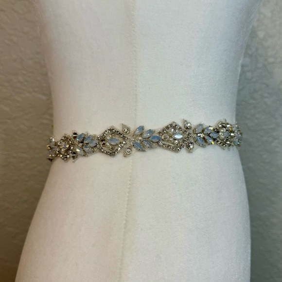 Crystal Opal Wedding Dress Belt / Crystal Opal Bridal Belt - Picture 3 of 13